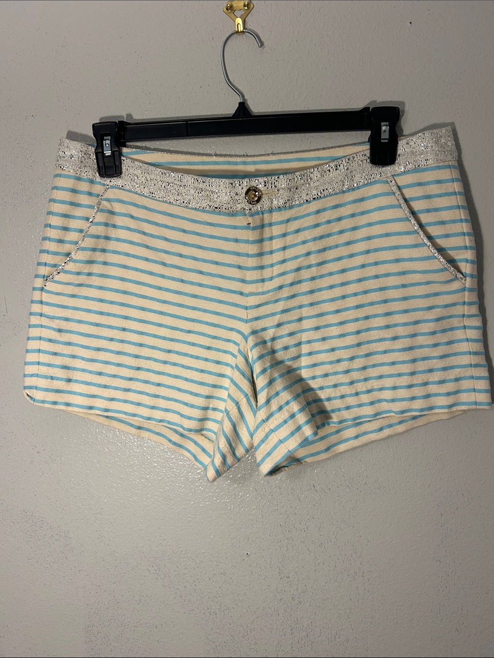 Lilly Pulitzer Callahan Bayview Stripe Metallic Shorts Size 12